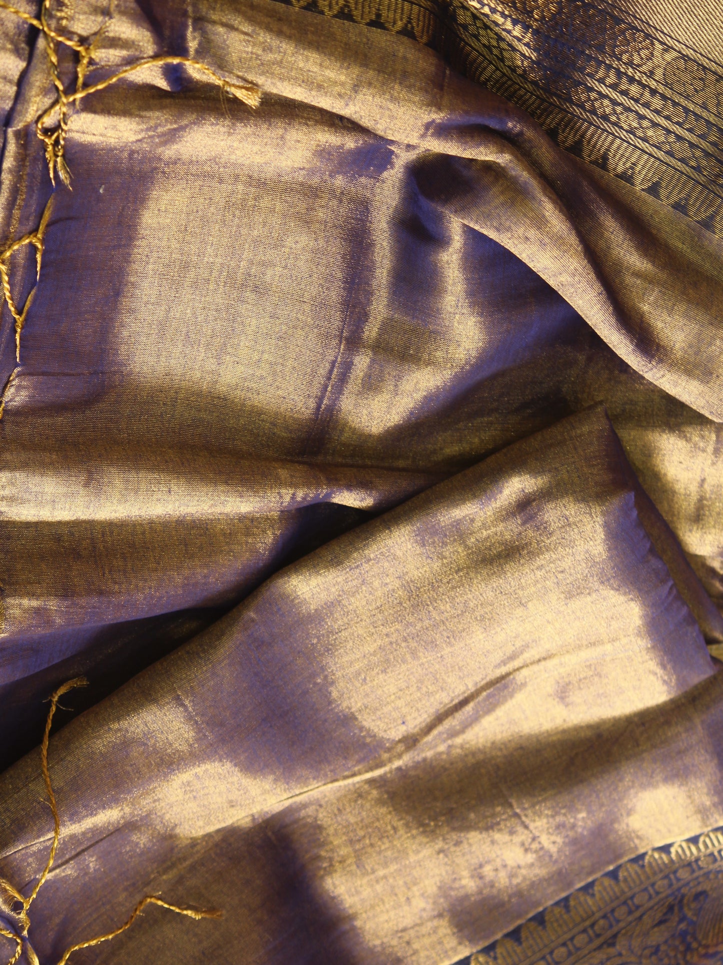 Blue Silver Tissue Zari Border Saree