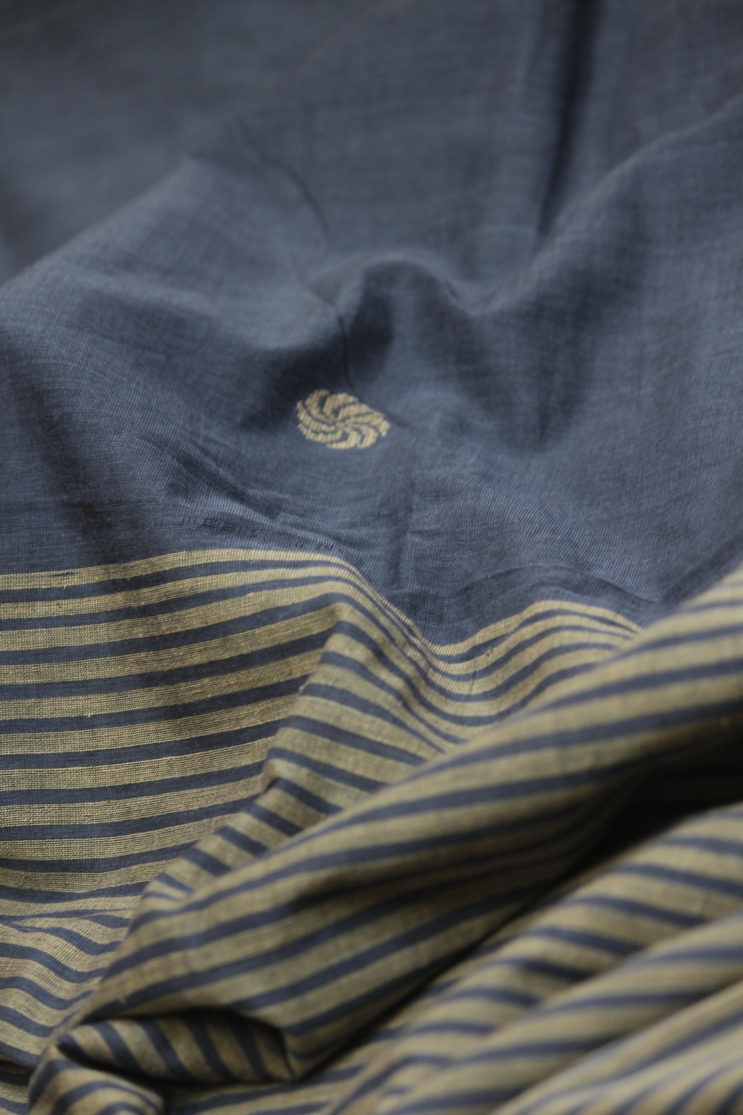 Grey with Cream Handloom Premium Cotton Saree