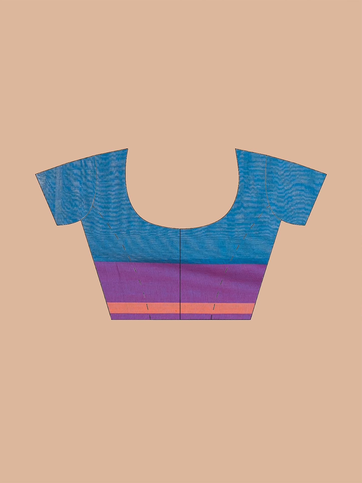 Blue Saffron Mul Cotton Saree