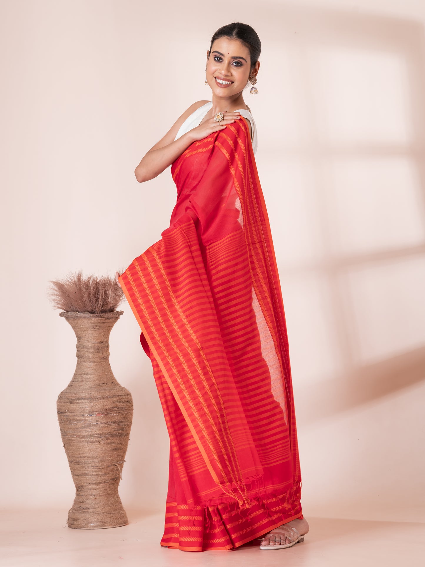 Red and Yellow Premium Cotton Saree