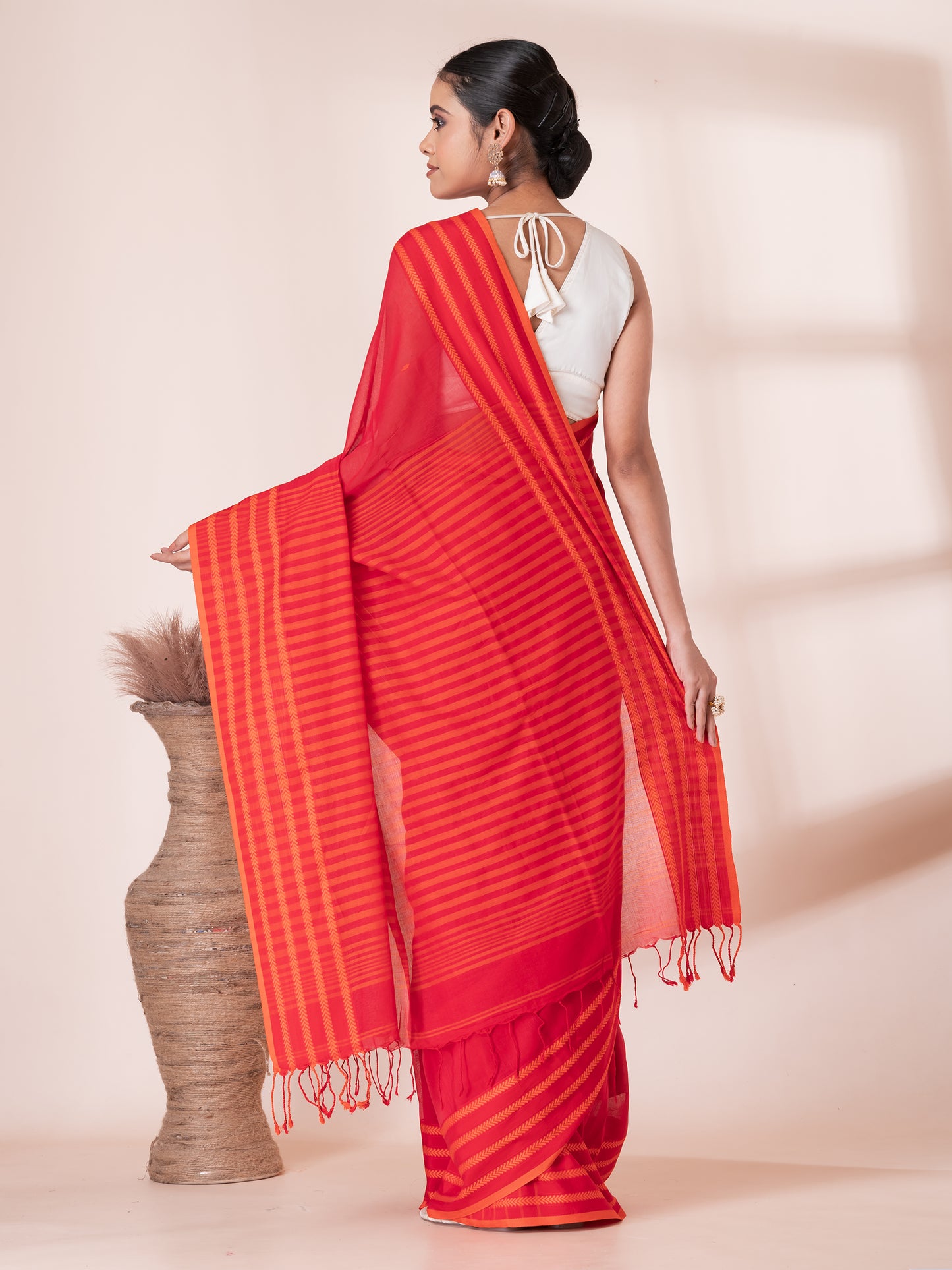 Red and Yellow Premium Cotton Saree