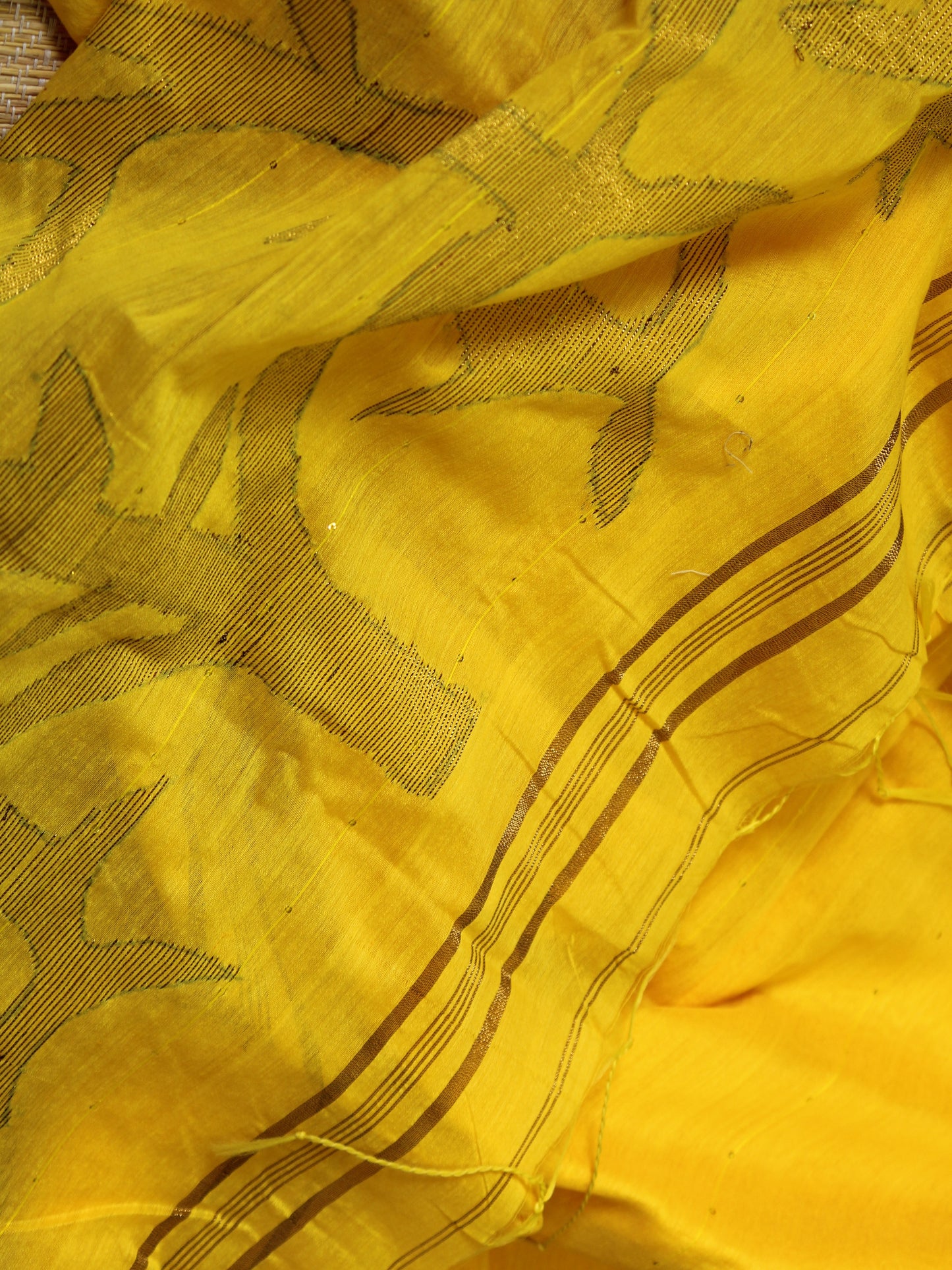 Yellow Sequin Jamdani Saree