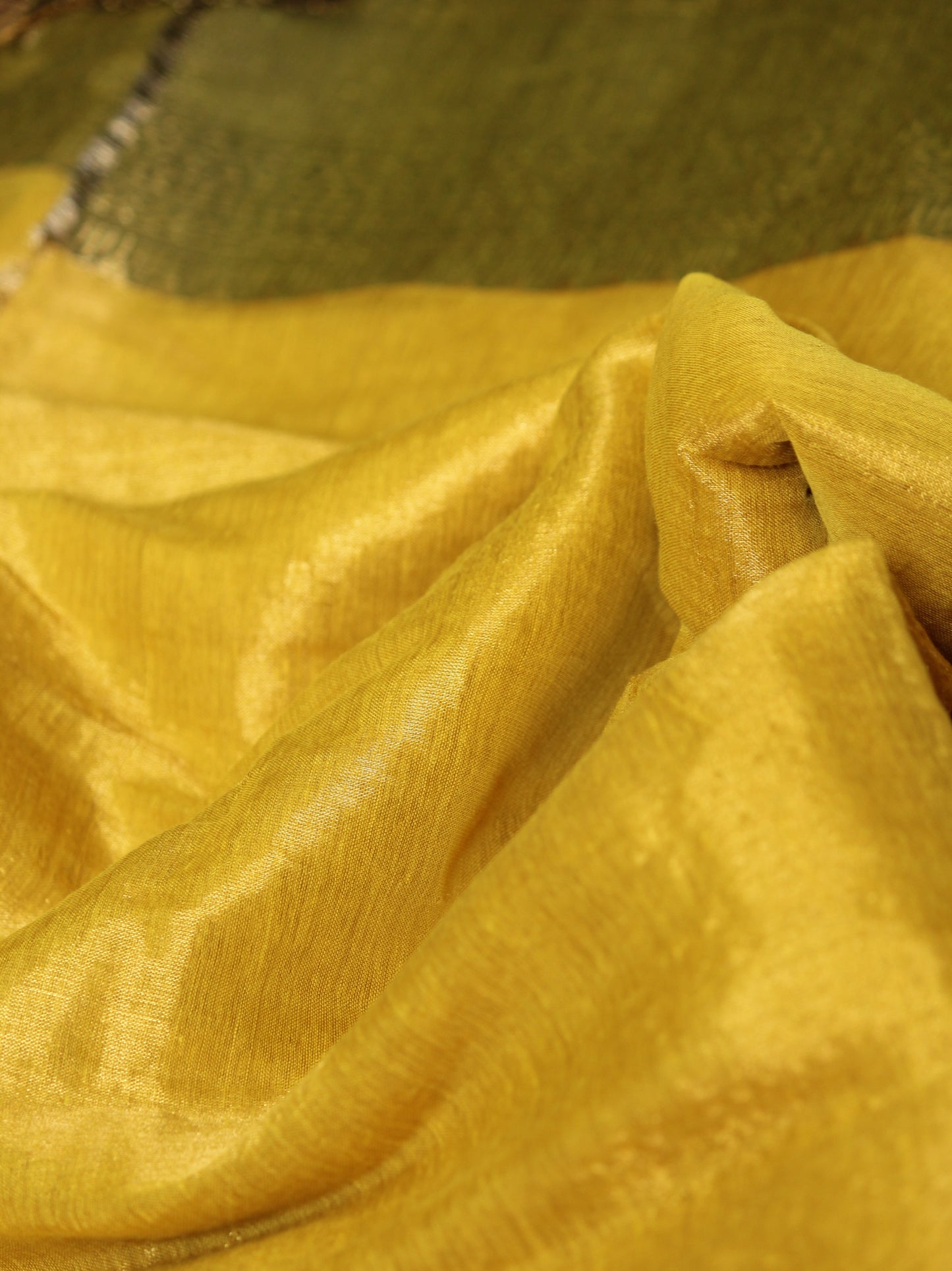 Yellow Tissue Zari Border Saree