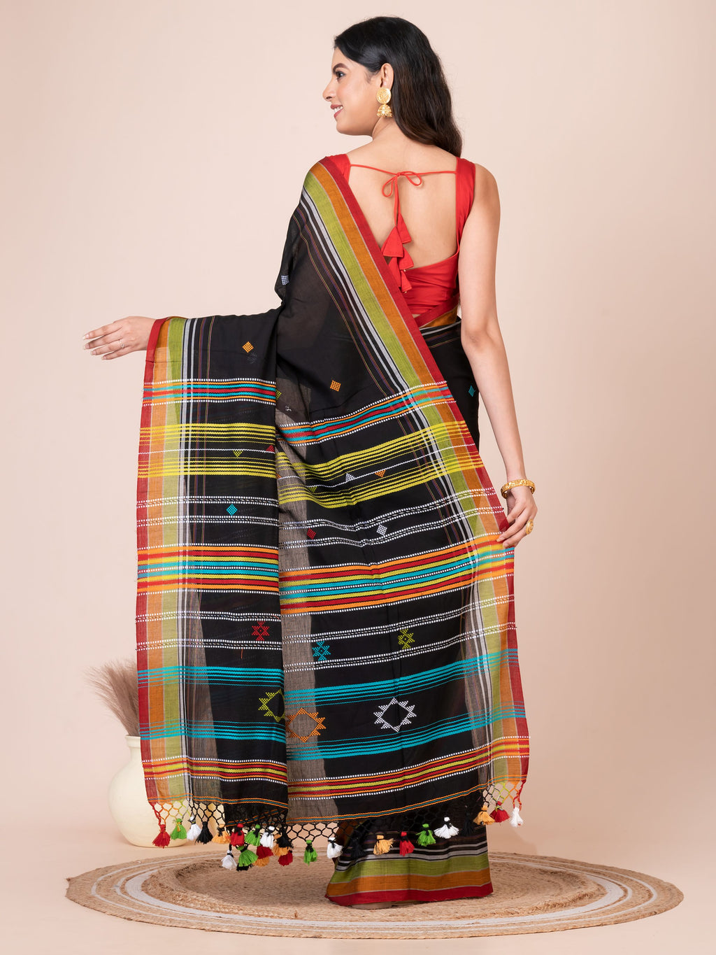 Bhujodi Kala Black Base Handloom Premium Cotton Saree