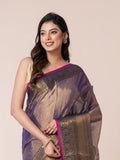 Blue Silver Tissue Zari Border Saree