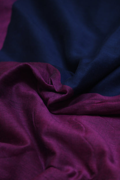 Blue and Maroon Mul Mul Saree