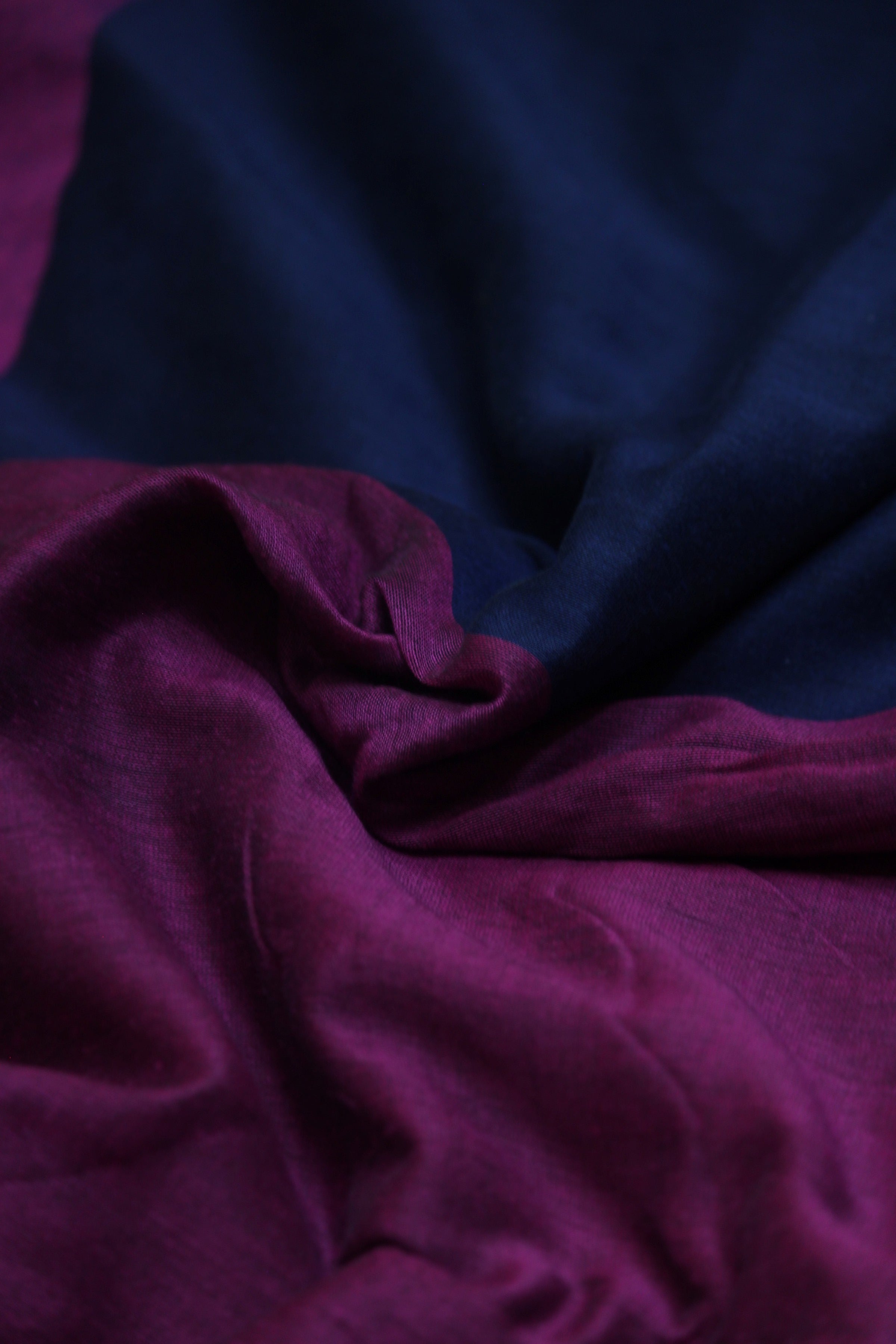 Blue and Maroon Mul Mul Saree