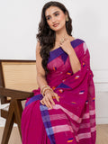 Dark Magenta Body with Temple Cotton Saree