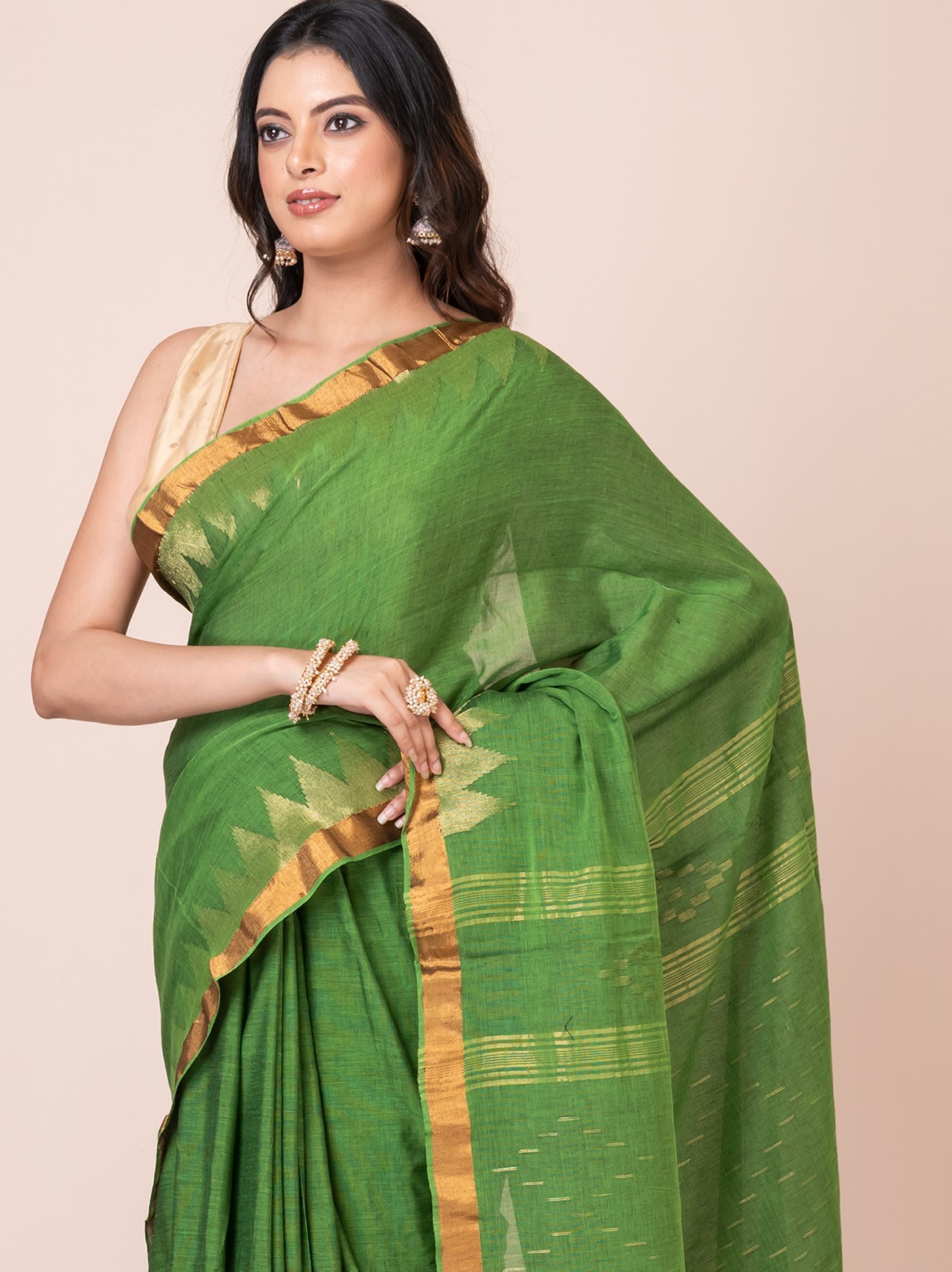 Green Handloom Mercerized Cotton Saree