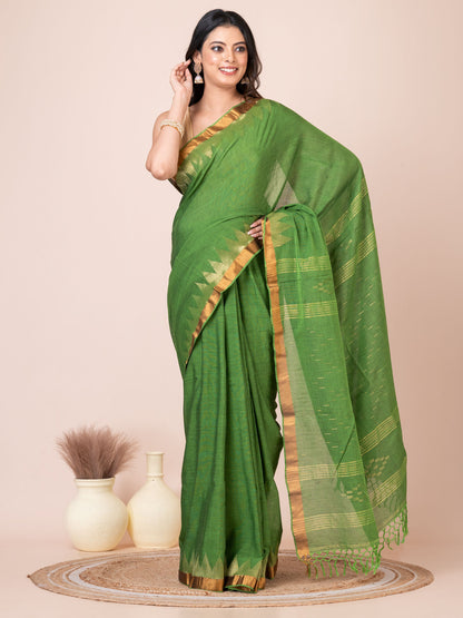 Green Handloom Mercerized Cotton Saree