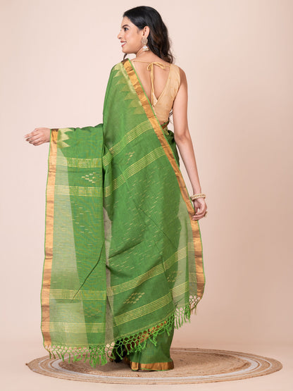Green Handloom Mercerized Cotton Saree