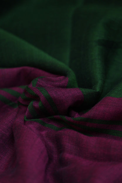 Green and Maroon Mul Mul Saree
