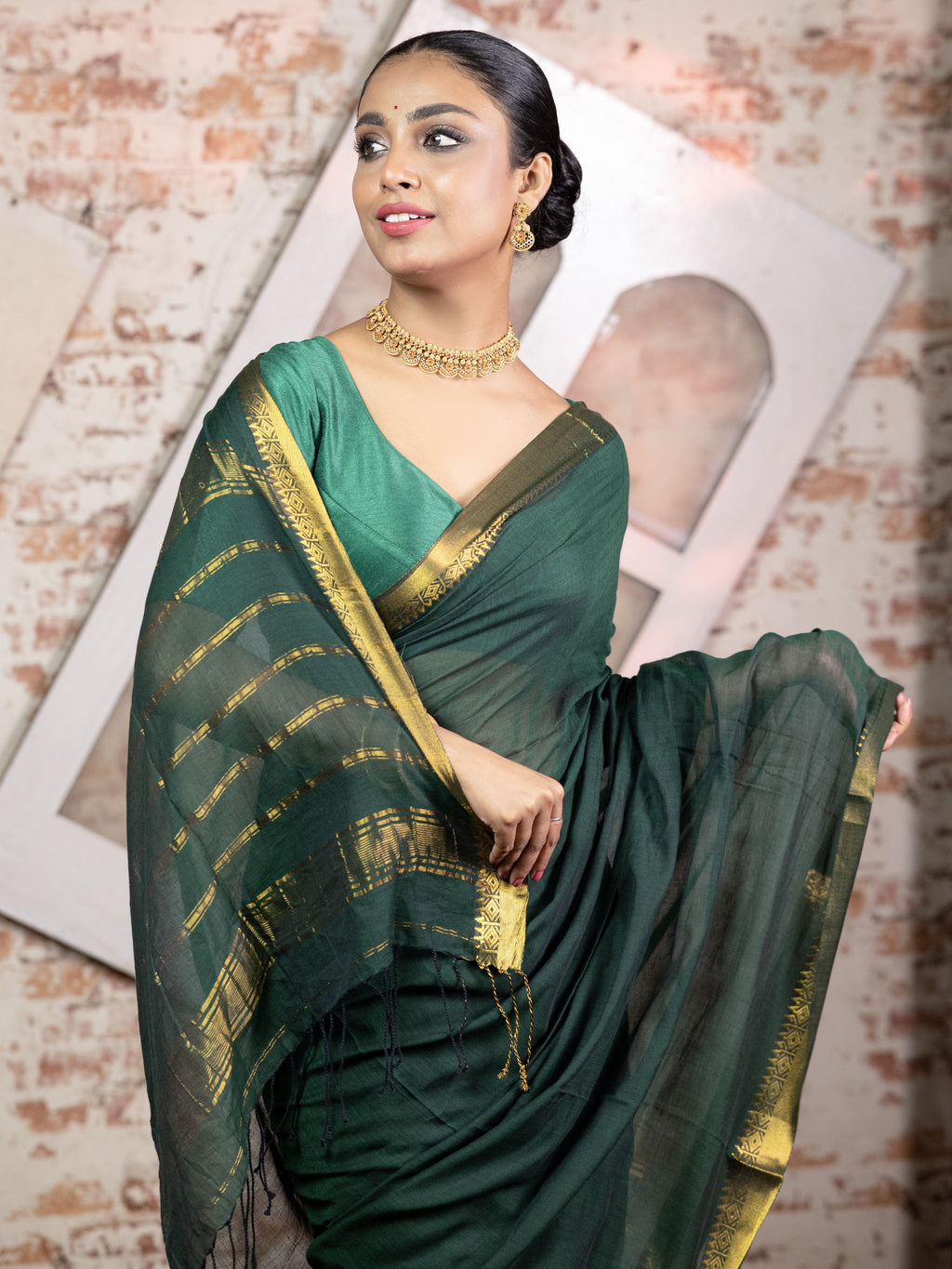 Mangalgiri Green Body Saree