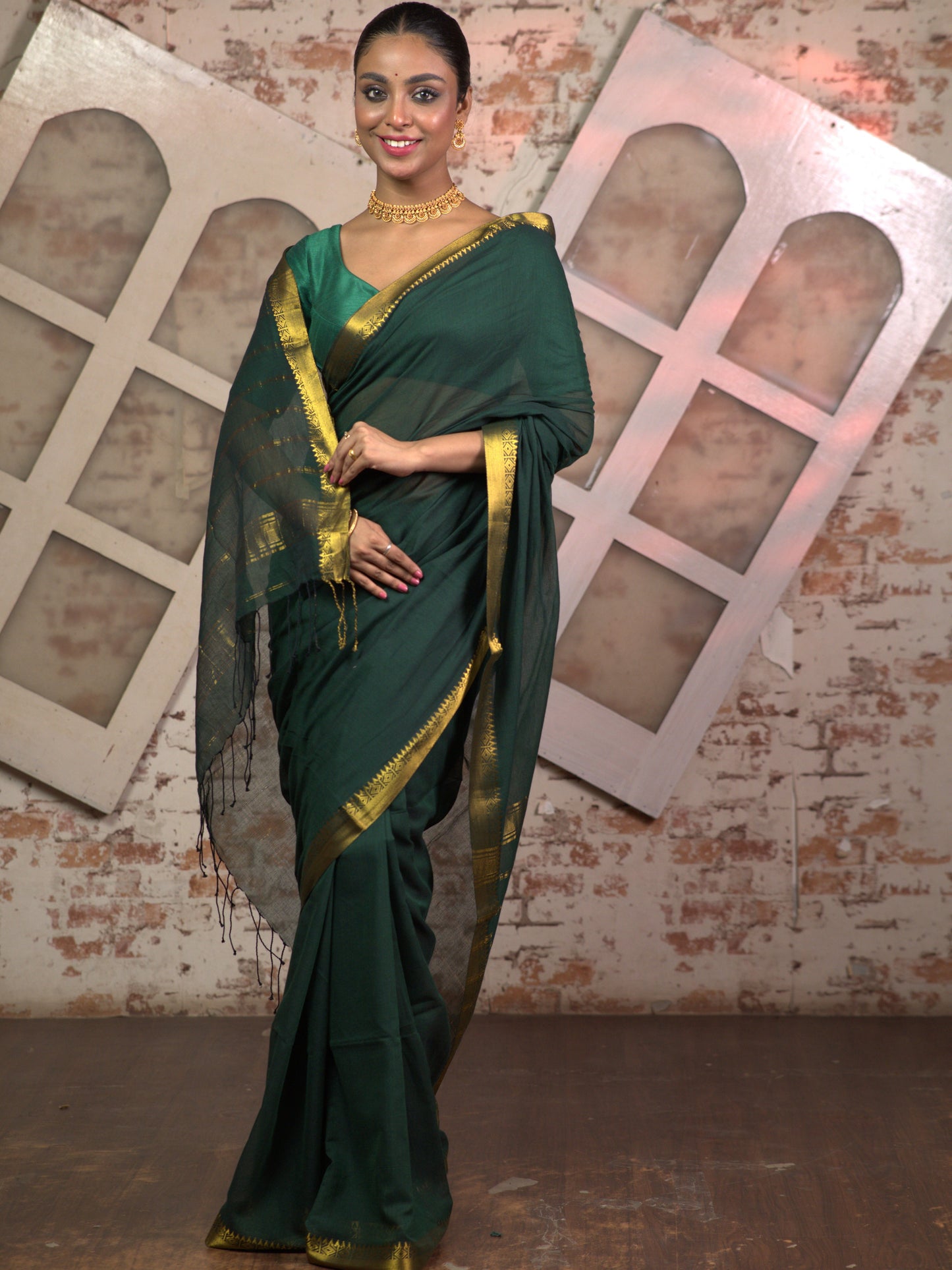 Mangalgiri Green Body Saree