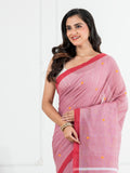 Premium Handloom Onion Colour with Yellow Motifs Cotton Saree