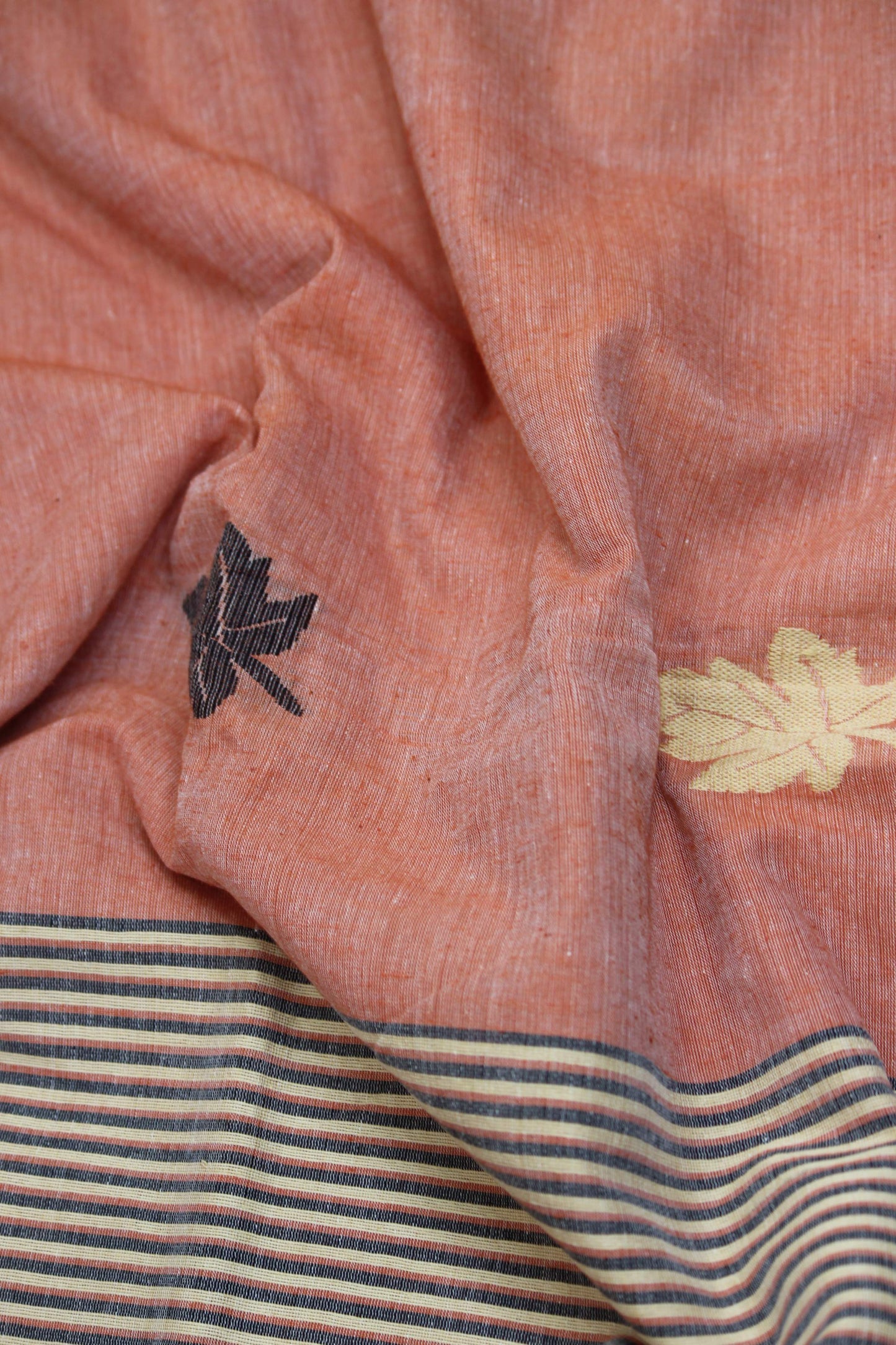 Peach Jamdani Handloom Premium Cotton Saree