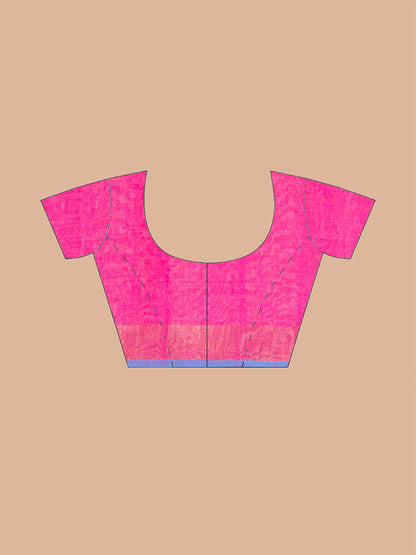Pink Linen Heart Motif Handloom Saree