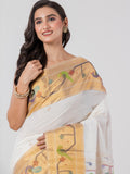 Premium Cotton White Paithani Saree
