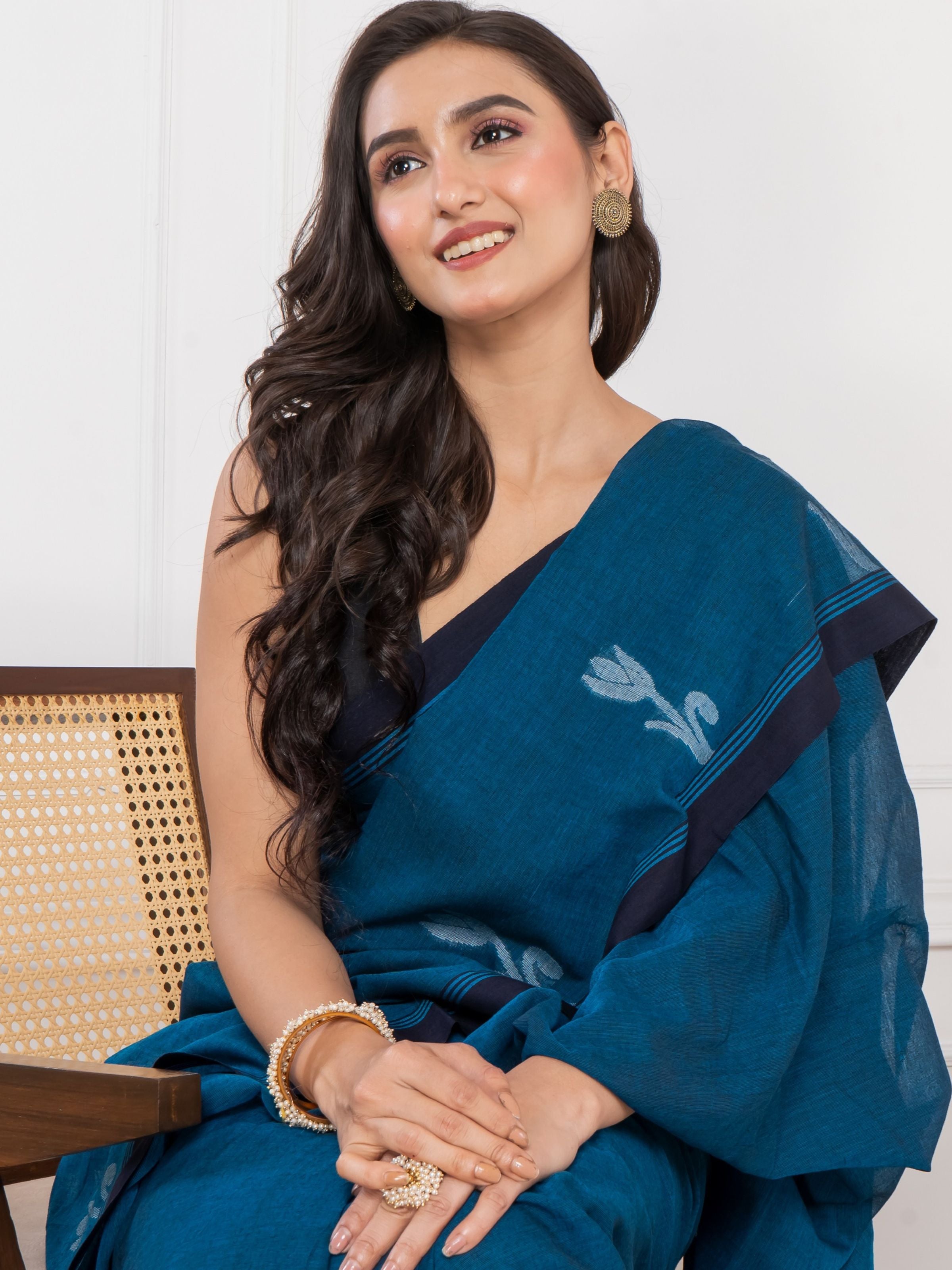 Premium Handloom Midnight Blue & Matka Pallu Cotton Saree
