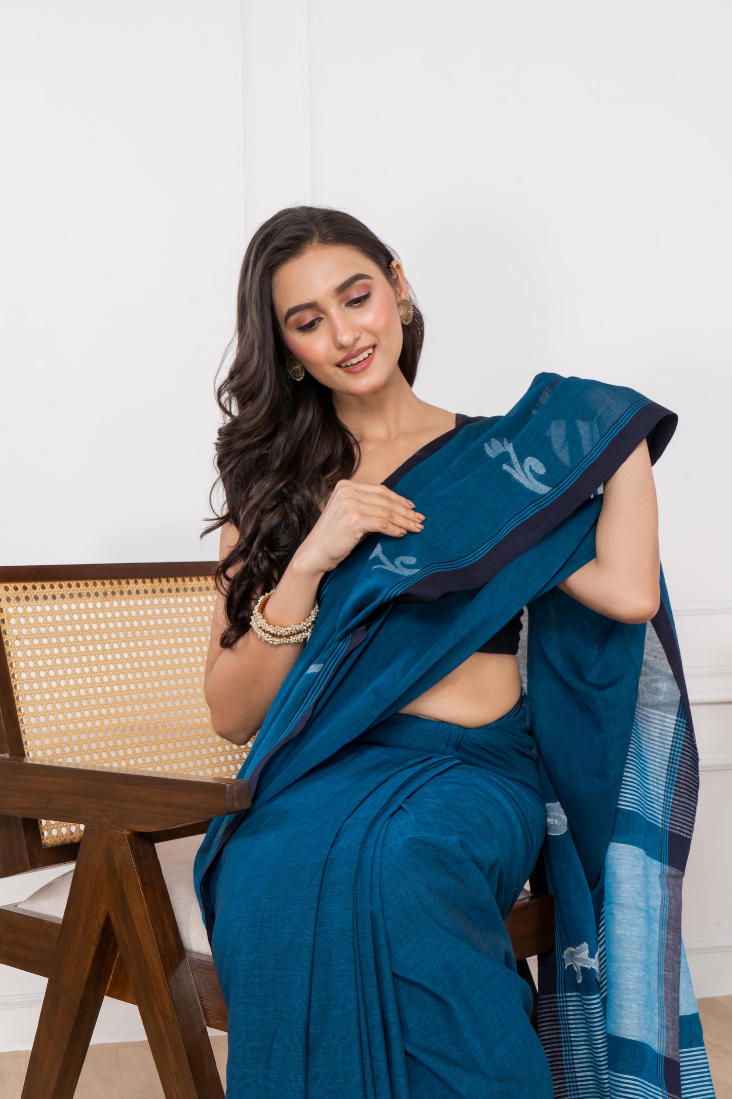 Premium Handloom Midnight Blue & Matka Pallu Cotton Saree