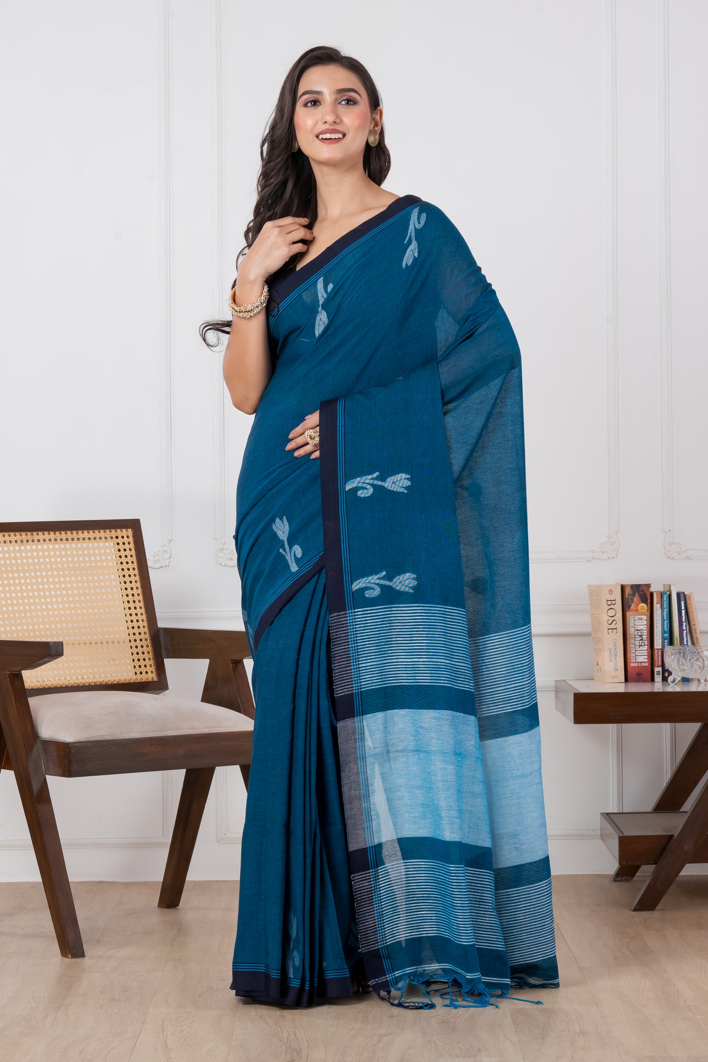 Premium Handloom Midnight Blue & Matka Pallu Cotton Saree