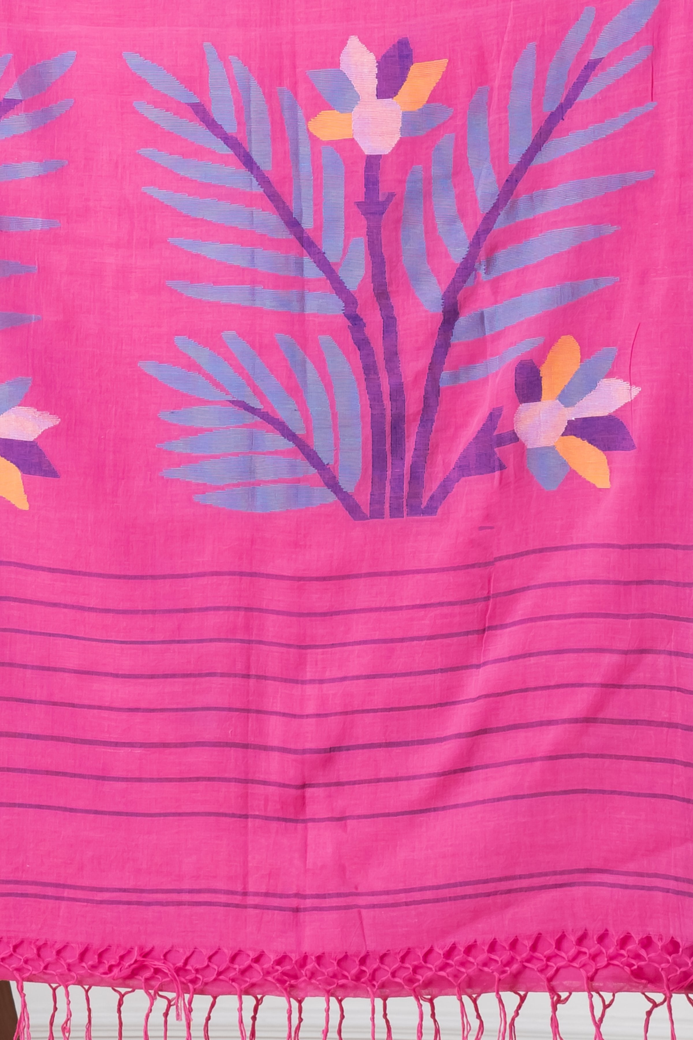 Premium Handloom Super Soft Sweet Pink Jamdani Cotton Saree