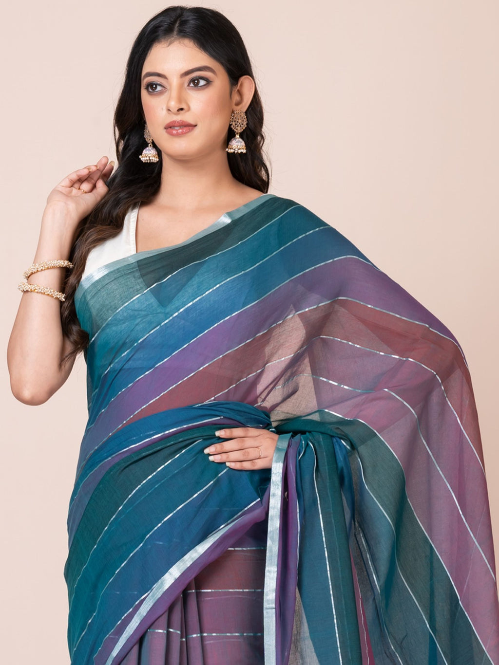 Rainbow Mul Cotton Saree (Dark Colour)