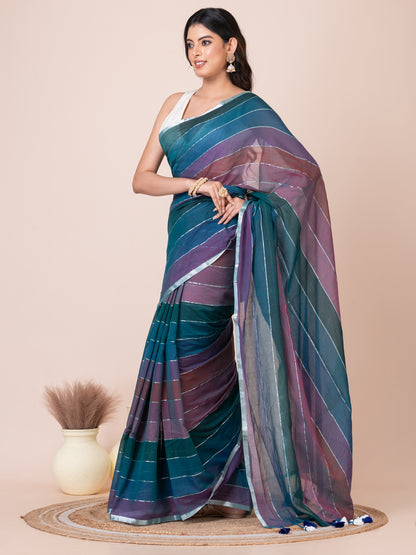 Rainbow Mul Cotton Saree (Dark Colour)