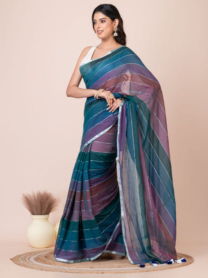Rainbow Mul Cotton Saree (Dark Colour)