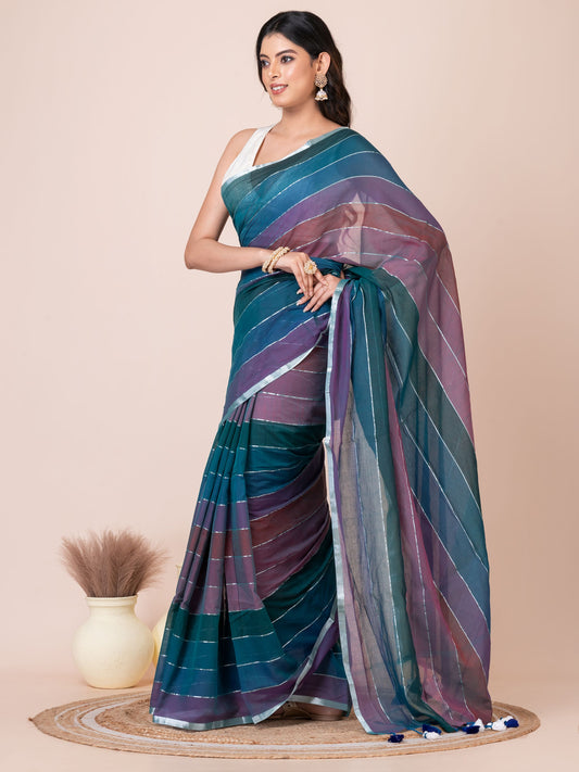 Rainbow Mul Cotton Saree (Dark Colour)
