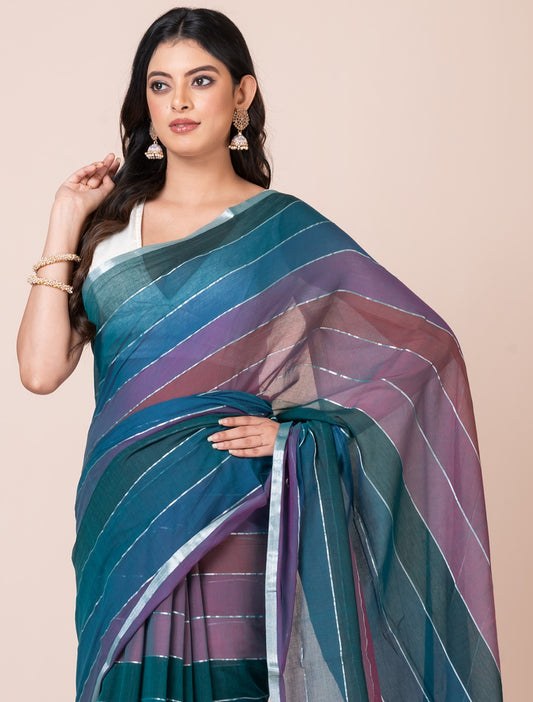 Rainbow Mul Cotton Saree (Dark Colour)