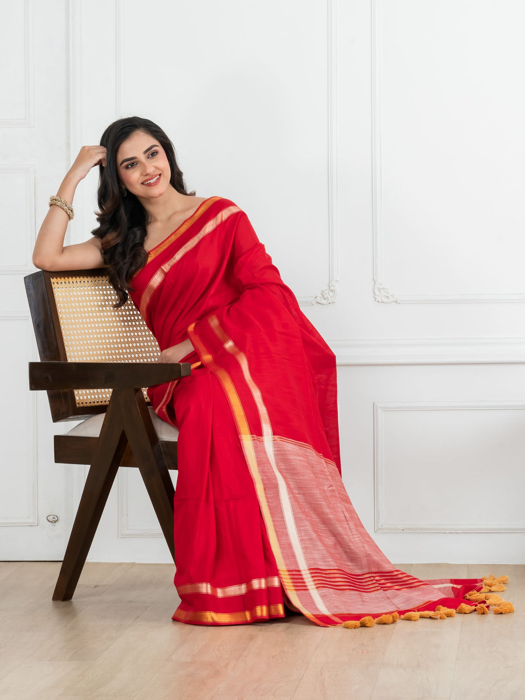 Red Body with Light Red Pallu Cotton Saree