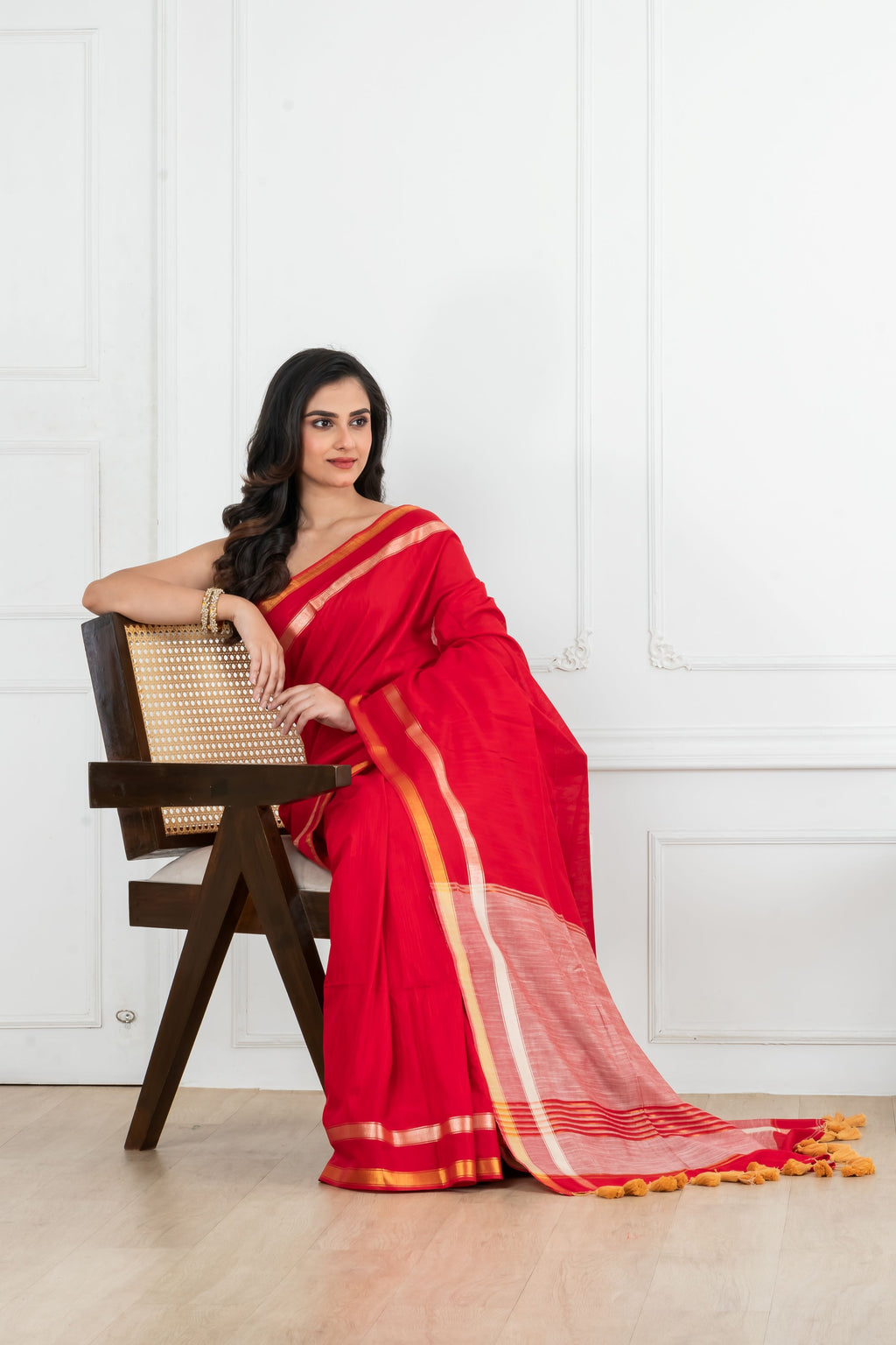 Red Body with Light Red Pallu Cotton Saree