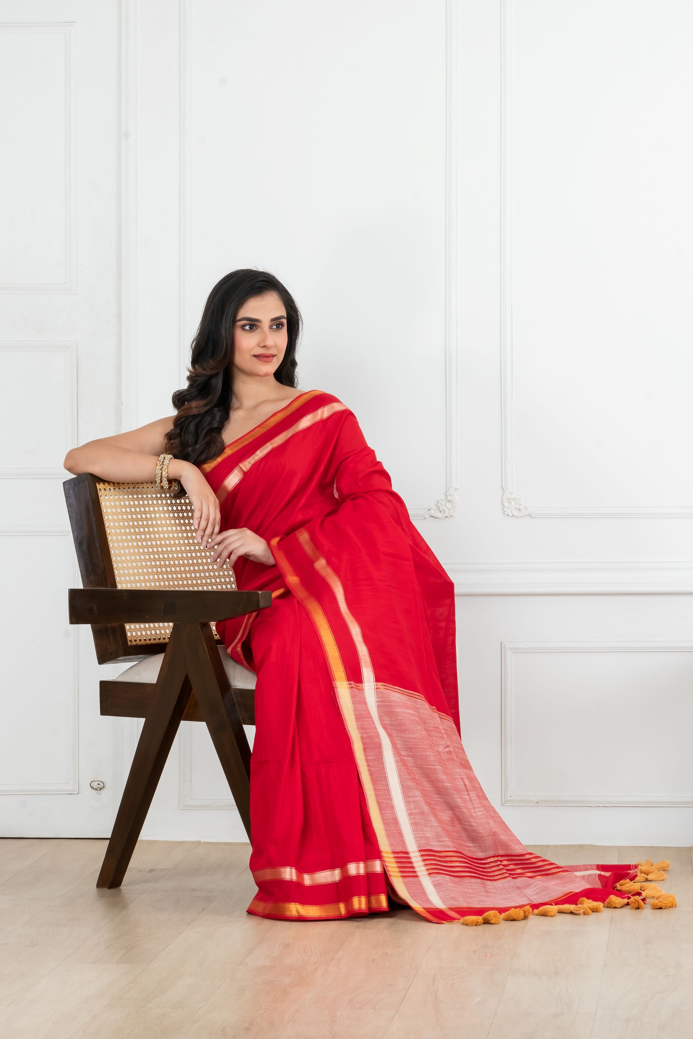 Red Body with Light Red Pallu Cotton Saree