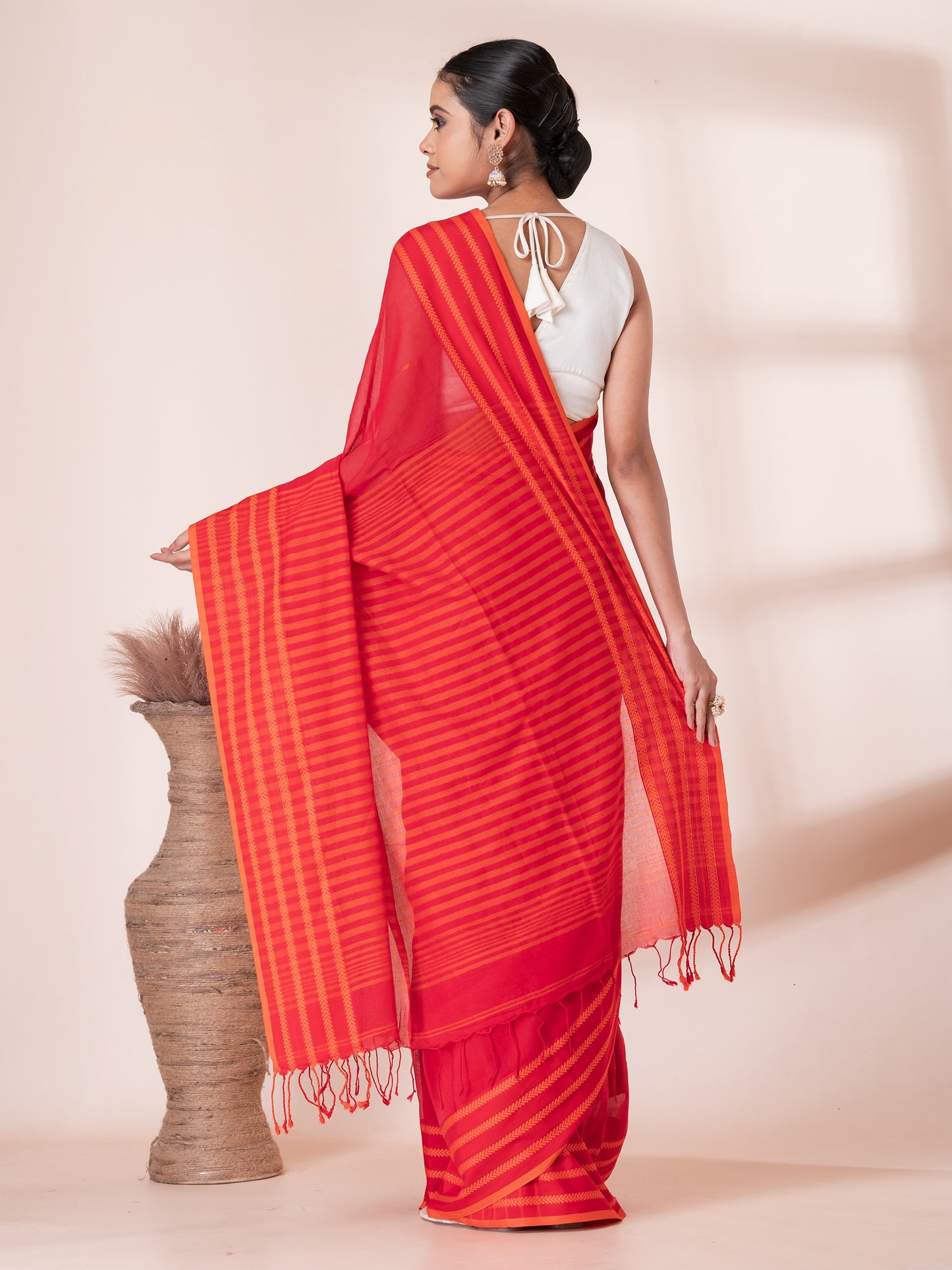 Red and Yellow Handloom Premium Cotton Saree