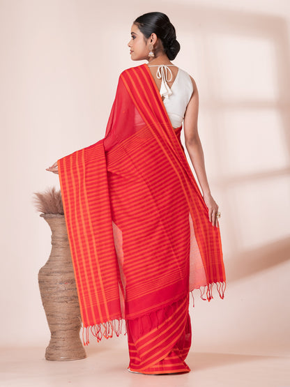 Red and Yellow Handloom Premium Cotton Saree