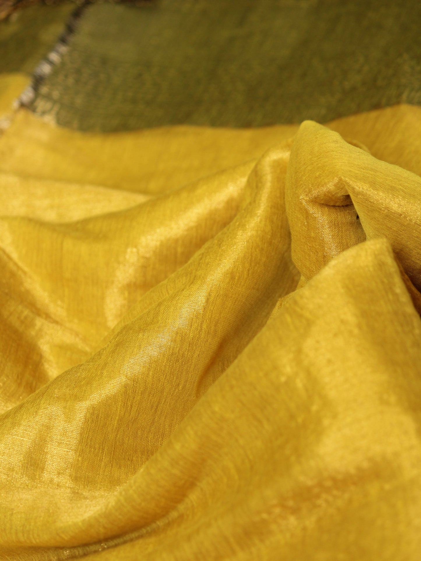 Yellow Tissue Zari Border Saree