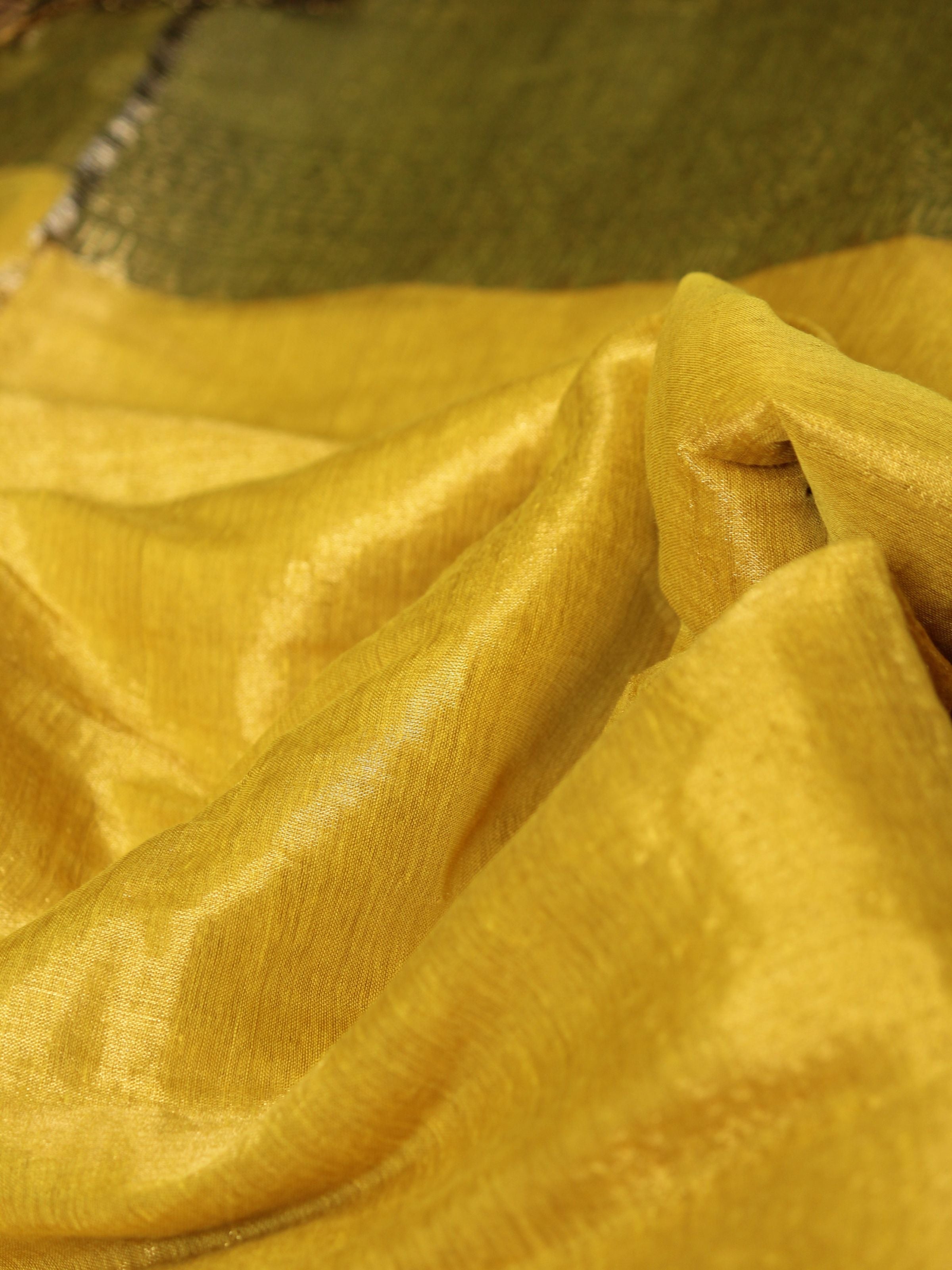 Yellow Tissue Zari Border Saree