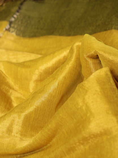 Yellow Tissue Zari Border Saree