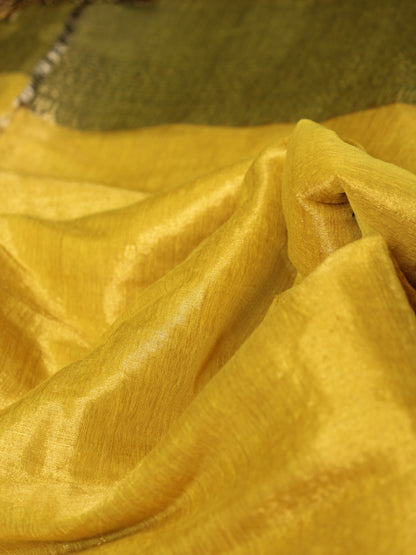 Yellow Tissue Zari Border Saree